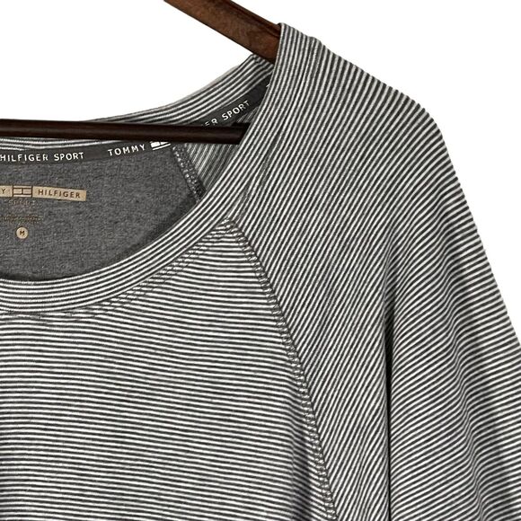 Tommy Hilfiger Sport Top Women's Size L Gray Stripes Raglan Long Sleeves - Picture 3 of 11